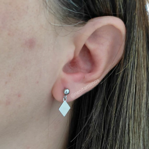 Brinco losango em aço inoxidável prateado geométrico - comprar online