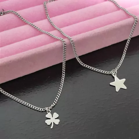 Tornozeleira trevo ou estrela em aço inoxidável