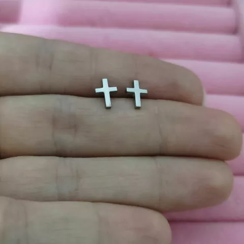 Brinco cruz em aço inoxidável hipoalergenico