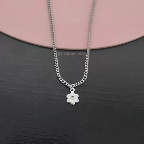 Tornozeleira florzinha com mini ponto de luz em aço inoxidável