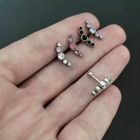 Piercing cluster 5 pedras de zircônia cartilagem