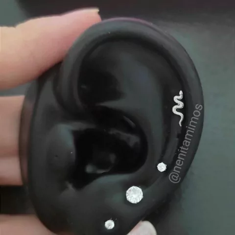 Piercing cobrinha em aço inoxidável prateado serpente