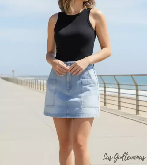 Short Pollera Magnolia Celeste - comprar online