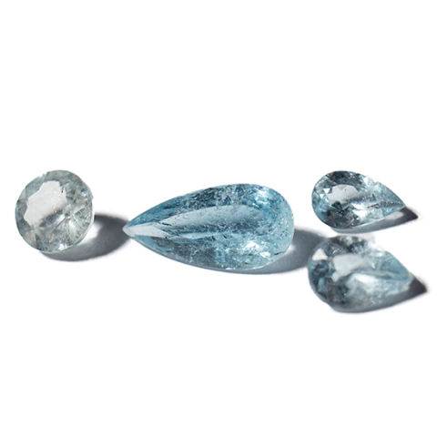 Conjunto Brinco Pingente e Anel Gema Topazio Azul Natural