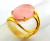 05 Anel Quartzo Rosa Cabochão Oval Pequeno Dourado - Distribuidora CristaisdeCurvelo