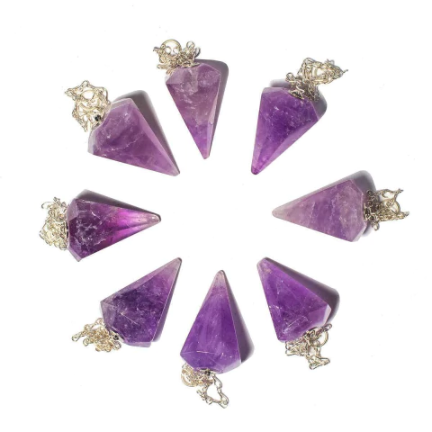 100 Pêndulo Ametista Comum Pedra Facetado Atacado