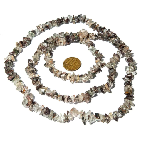 Fio Cascalho Cristal com Lodolita Furado 90 cm Para Pulseira