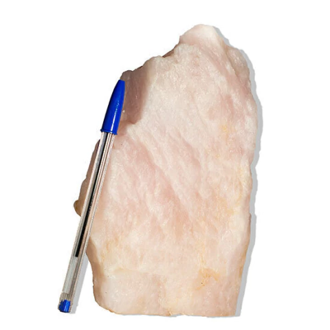 01 Cristal Rosa Pedra Pé Serrado Natural 2,2Kg 19cm Tipo B