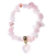 Pulseira Mini Coração Pedra Quartzo Rosa Cascalho Silicone