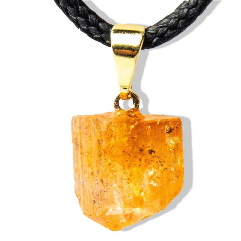 Colar Pedrinha Topázio Imperial Bruto Natural Pino Dourado - comprar online