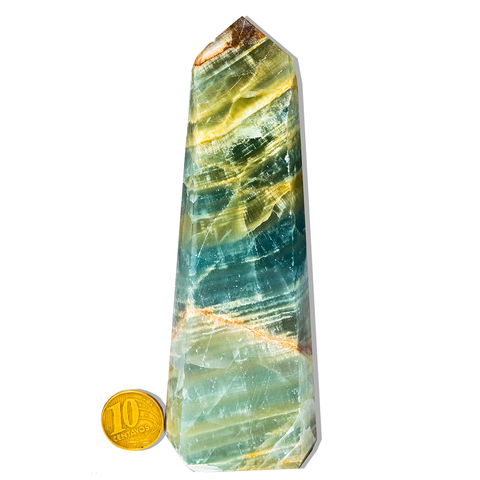 Ponta Ônix Azul Pedra Natural 13 a 14cm Média 350g Tipo B