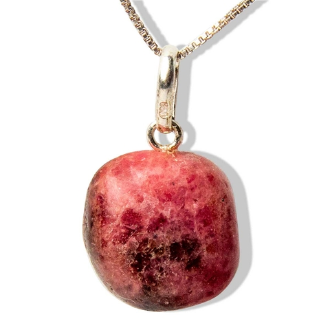 Colar Pedrinha Rodonita Rolada Prata 950