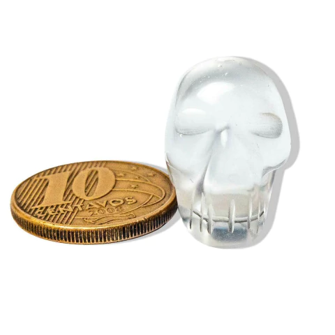 Crânio Cristal de Quartzo Esculpido em Pedra Extra Pequeno