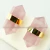 Brinco Micro Bi Ponta Pedra Quartzo Rosa Envolto Dourado