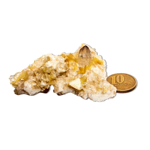 01 Drusa Mica Amarela Pedra Bruto 20 a 50g 3 a 5cm Tipo B