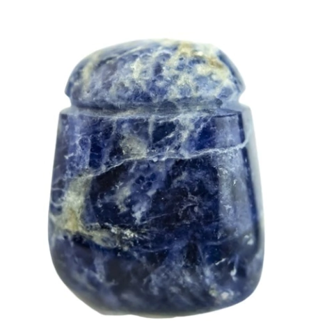 Colar Pedra Rolada Sodalita Difusor Aromaterapia Ranhurado