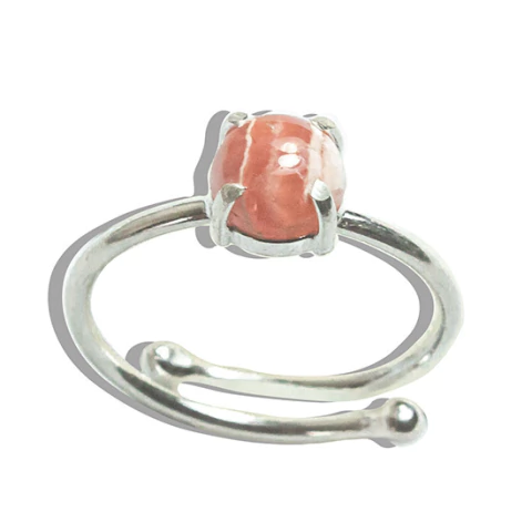 Anel Nlux Disco Rodocrosita Argentina 5 mm Garra Prata 950