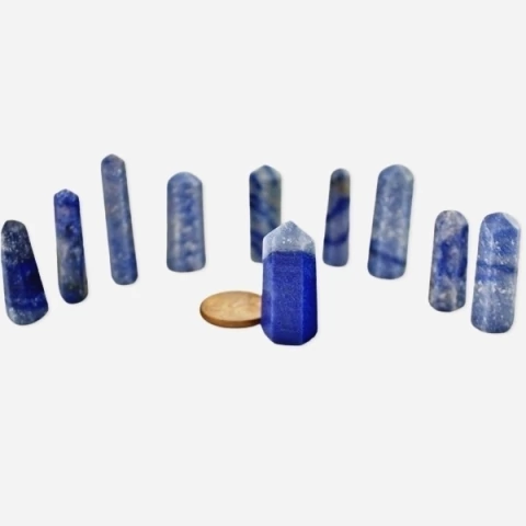 10 Mini Pontinha Quartzo Azul Pedra Extra Natural 25 a 35mm Atacado