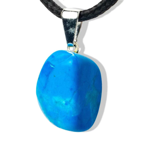 Colar Pedrinha Howlita Azul Rolado Pino Prateado