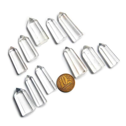 50 Mini Pontinha Quartzo Cristal Pedra Extra Natural 25 a 35mm Atacado