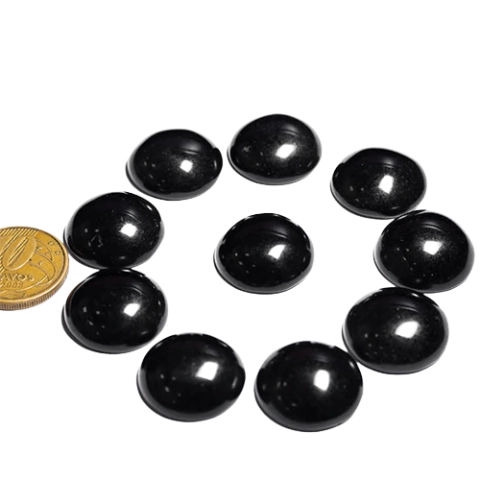 10 Disco Cabochão Pedra Obsidiana Negra 19 mm natural Pra Pingente