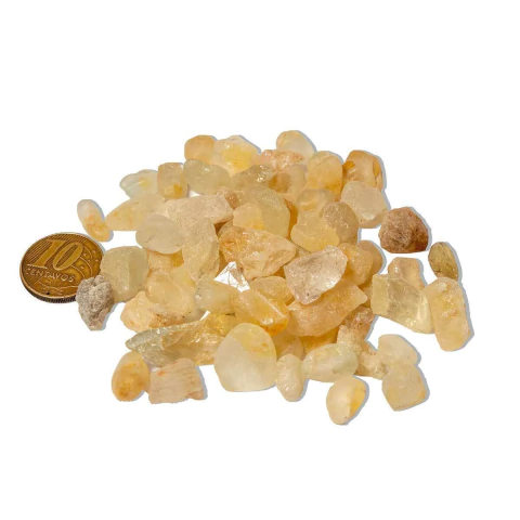 Topázio Amarelo Bruto Pedra Natural 5 a 10mm Pacotinho 100g