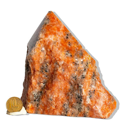 01 Calcita Laranja Pedra Pé e Bico Serrado 1,1Kg 13cm Tipo B