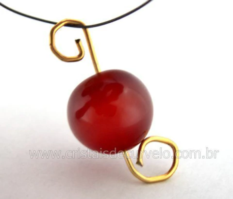 03 Bolinha Agata Cornalina 10 MM Furo Vazado Lateral REFF