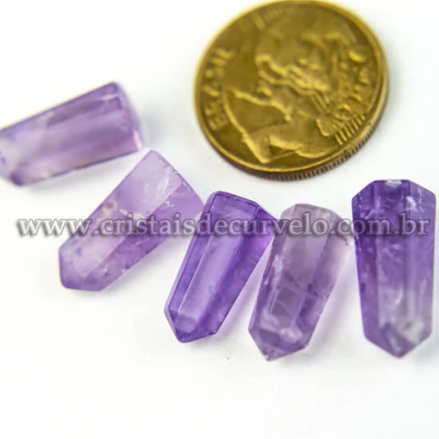5 Micro Pontinha Ametista Pedra Natural 15mm pra montar joias