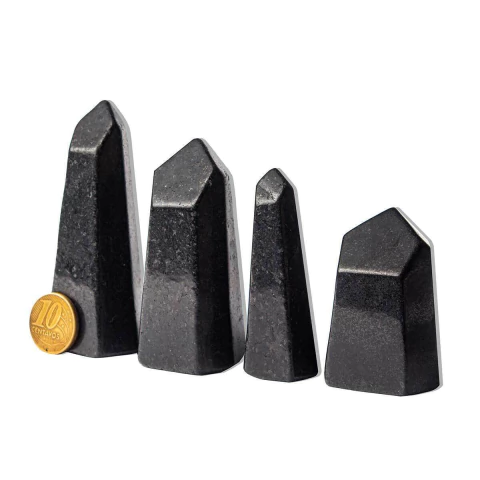 kit 04 Ponta Quartzo Preto Natural Polimento VIBRADOR Média