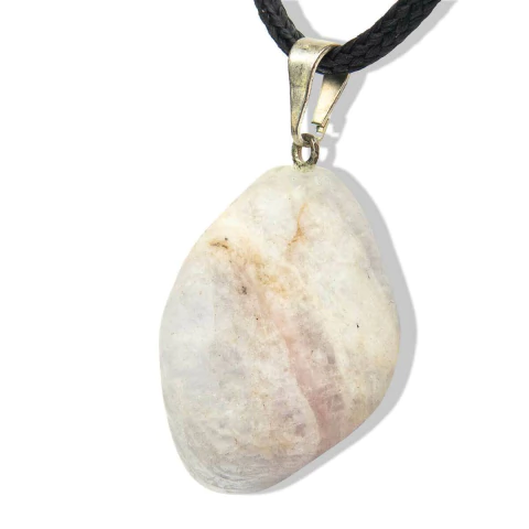 Colar Pedrinha Ambligonita Natural Rolado Pino Prateado