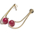 Brinco Boomerang Pedra Agata Rosa Montagem Banho Dourado