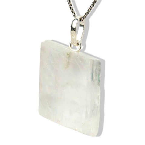 Colar Calcita Ótica Bruto Pedra Ano 2023 Pino Prata 950