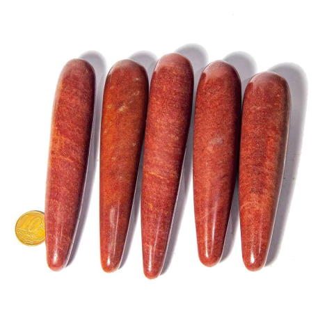 05 Massageador Roliço Quartzo Vermelho 8 a 12cm Atacado