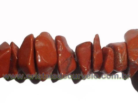 Fio Pedra Rolada Jaspe Vermelho Furado Furos Manuais 50 cm Para Fazer Pulseira