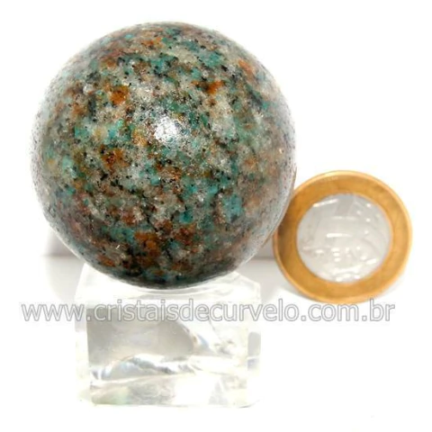 Esfera Amazonita Paraiba Pedra Natural de Garimpo Cod 129662