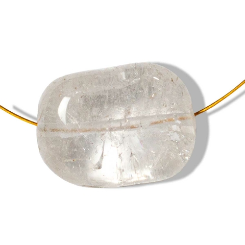 Pedrinha de Cristal Rolada Furado Para Pingente de Colar Furo Vazado Horizontal