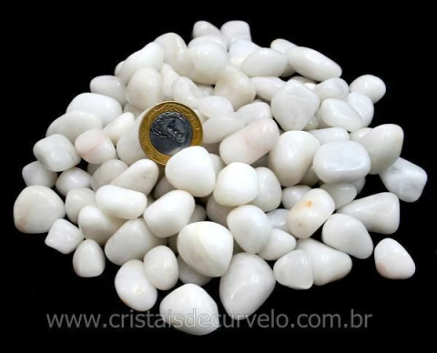 1 kg Quartzo Leitoso Rolado Pedra Natural M 20 a 35mm Tipo A