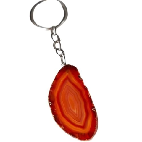 Chaveiro Chapa Agata Cornalina Pedra Natural de Garimpo 125284