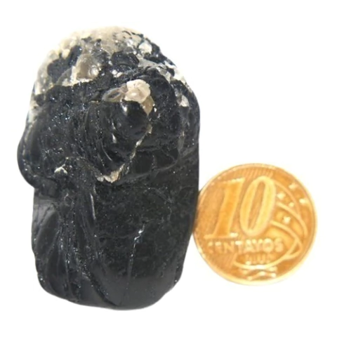 Turmalina Preta Pedra Natural Rolado Para Proteção 43mm 31g