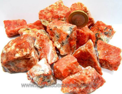 05 Kg Cascalho Bruto Calcita Laranja 10 a 70mm Tipo A