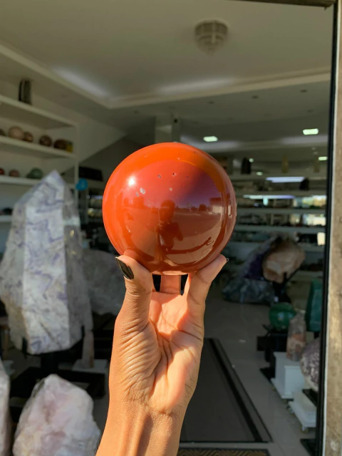 Esfera Jaspe Vermelho Pedra Lapidado 1.100g 8,9cm