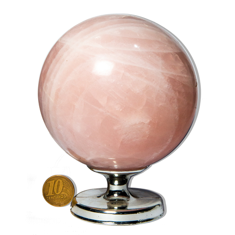 01 Esfera Quartzo Rosa Natural 1 a 1,2Kg 9 a 10cm Classe A
