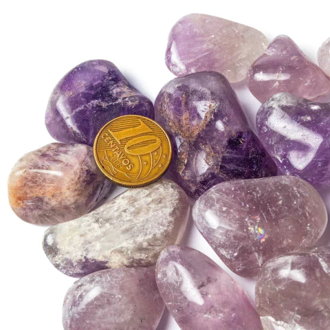 Ametista Pedra Rolada Tamanho Médio 15 a 30 mm Pacote 200g