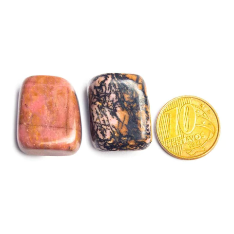 Kit Rodonita Casal Yin e Yang Pedra Natural Rolada Média 40g