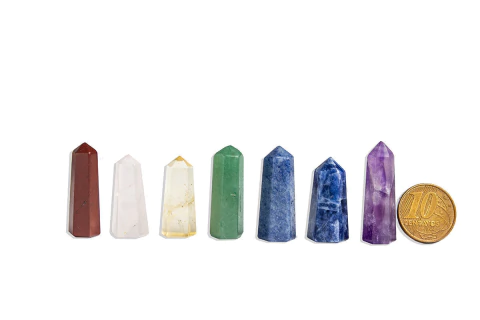 01 Kit Mini Pontinha 7 Chakras Pedra Natural Média 30mm