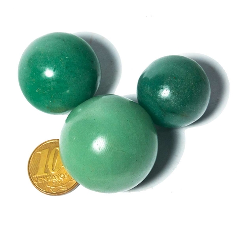03 Mini Bola Aventurina Verde Esfera Pedra Extra e Pequena reff 225435