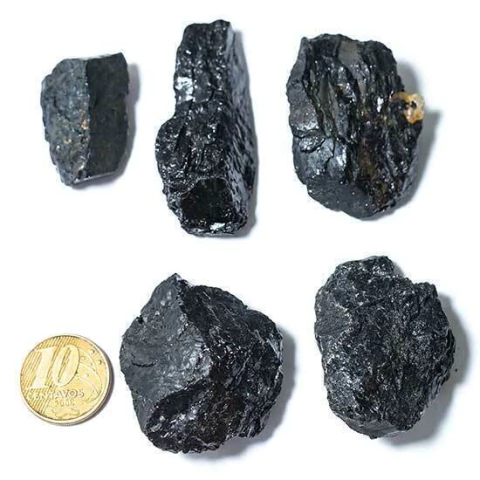 05 Turmalina Preta 35mm Quebra Lisa Bruta Natural de Garimpo