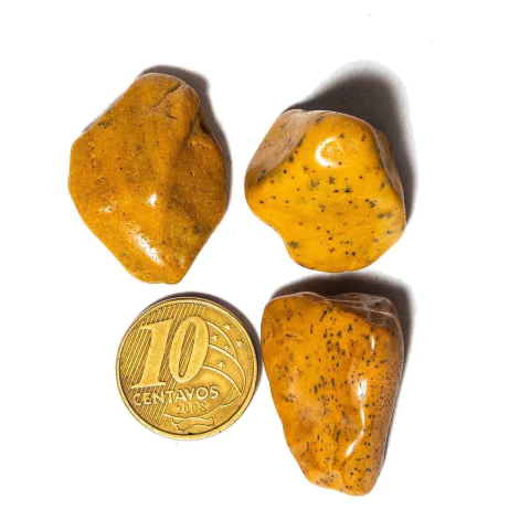 03 Jaspe Amarelo Rolado Pedra G 30 a 45mm Classe A