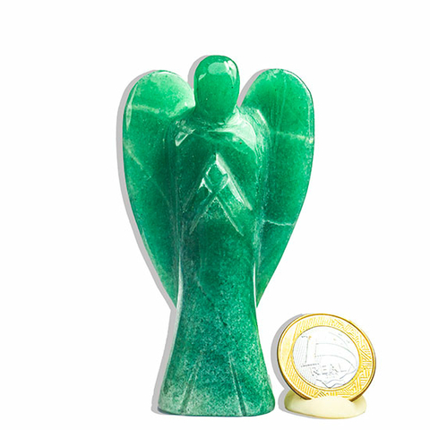 Escultura Anjo Quartzo Verde Pedra Natural 7 a 8 cm 100 gramas